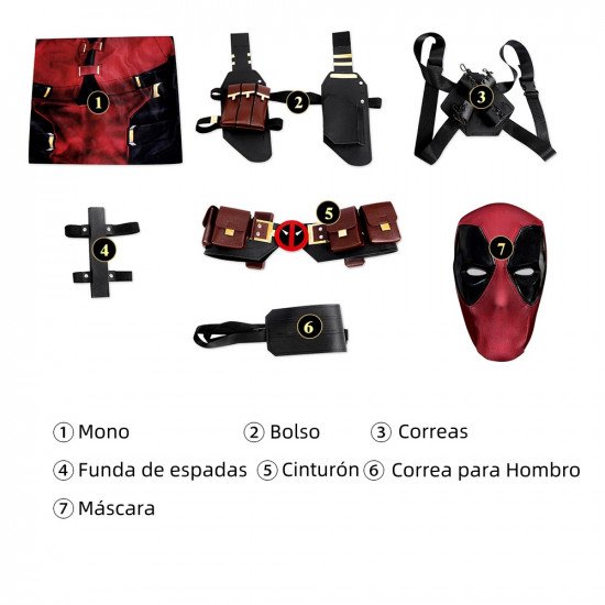 2024 Deadpool 3 Deadpool Mono de Cosplay Juego Completo