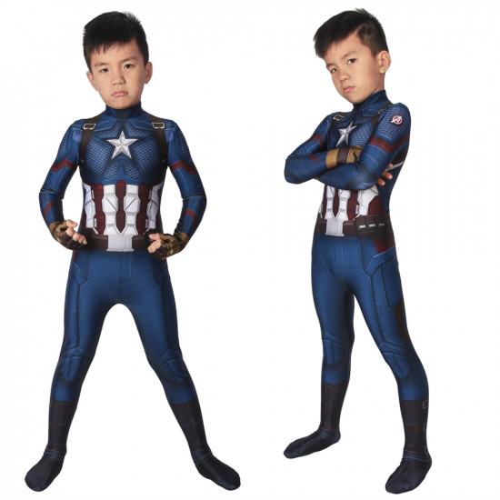 Avengers Endgame Captain America Mono Zentai 3D para Niños