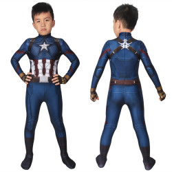 Avengers Endgame Captain America Mono Zentai 3D para Niños