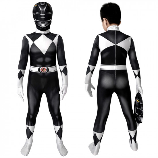 Power Rangers Zack Negro Ranger Mono de Cosplay para Niños