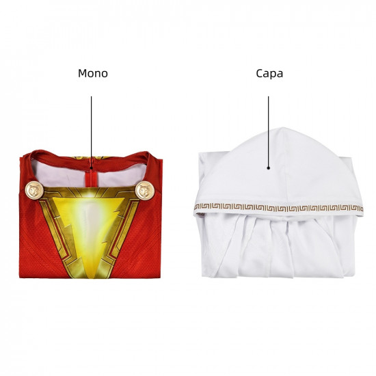 Shazam Billy Baston Mono 3D de Cosplay con Capa