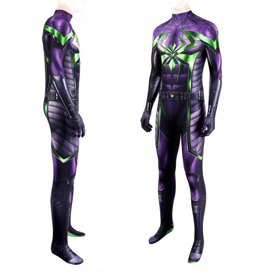 Spider-Man Miles Morales Reinado Morado Traje Mono de Cosplay