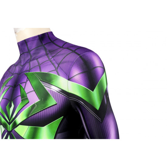 Spider-Man Miles Morales Reinado Morado Traje Mono de Cosplay